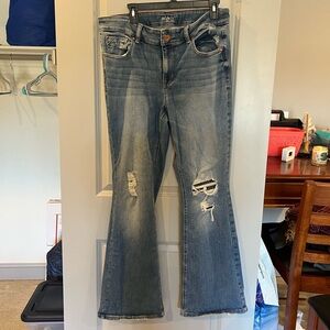 Edgely distressed high rise flare jeans